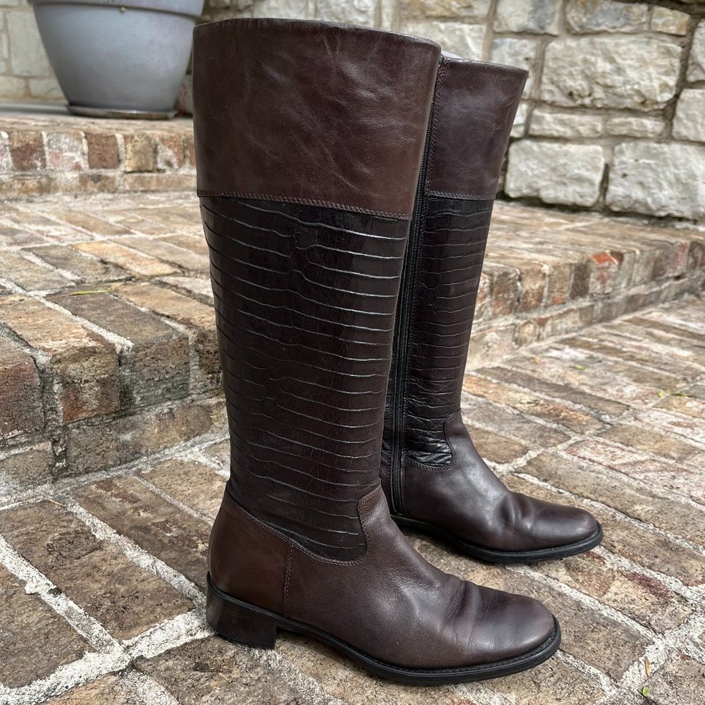 Jones Bootmaker Women's Brown Leather Boots Proctor Zip Up Riding Size 37